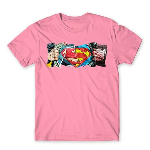 Világos rózsaszín Superman férfi rövid ujjú póló - Superman Comic