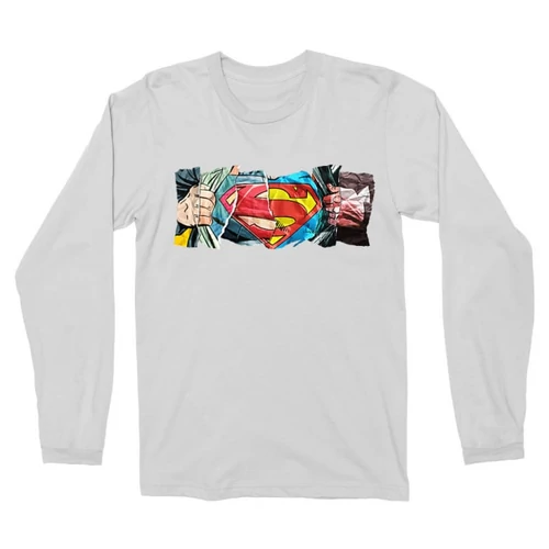 Fehér Superman férfi hosszú ujjú póló - Superman Comic