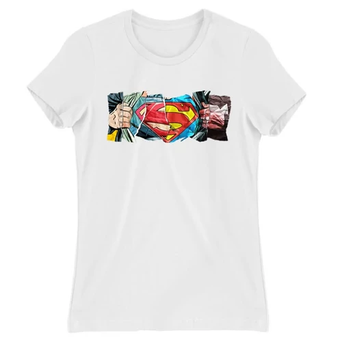 Fehér Superman női rövid ujjú póló - Superman Comic