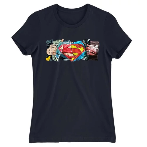 Sötétkék Superman női rövid ujjú póló - Superman Comic