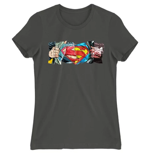 Sötétszürke Superman női rövid ujjú póló - Superman Comic