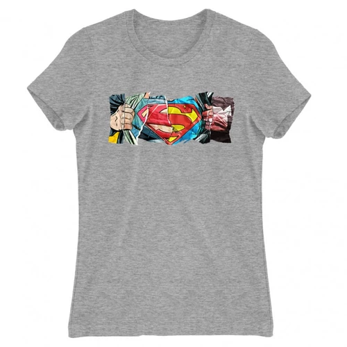 Sportszürke Superman női rövid ujjú póló - Superman Comic