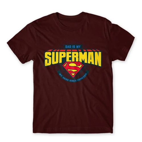Bordó Dad is my Superman - DC Comics - férfi rövid ujjú póló