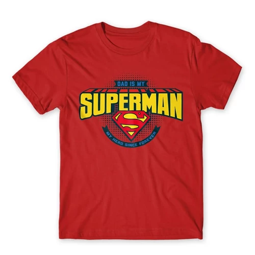 Piros Dad is my Superman - DC Comics - férfi rövid ujjú póló