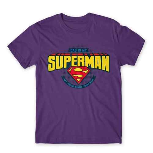 Sötétlila Dad is my Superman - DC Comics - férfi rövid ujjú póló