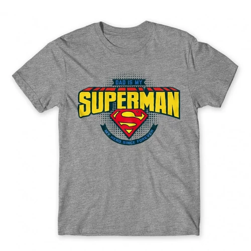 Sportszürke Dad is my Superman - DC Comics - férfi rövid ujjú póló