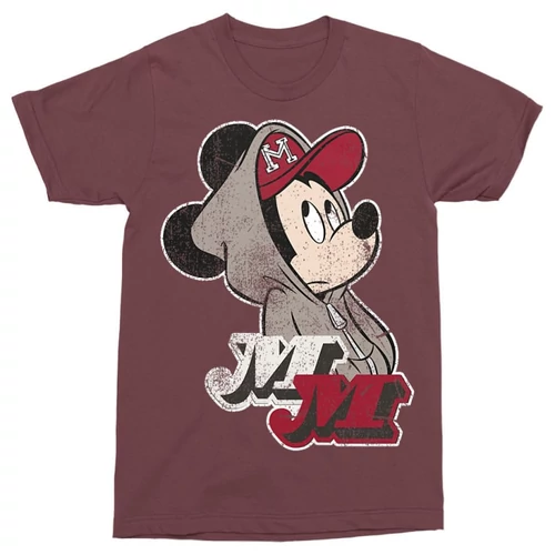 Bordó Mickey egér férfi rövid ujjú póló - Mickey Mouse Hip-Hop