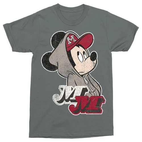 Sötétszürke Mickey egér férfi rövid ujjú póló - Mickey Mouse Hip-Hop