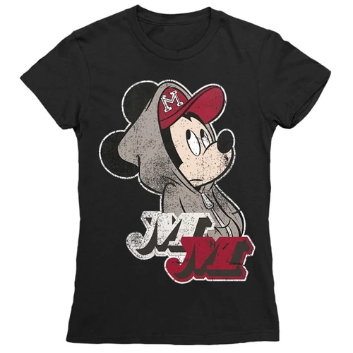Fekete Mickey egér női rövid ujjú póló - Mickey Mouse Hip-Hop