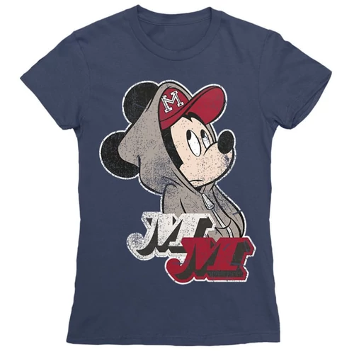Sötétkék Mickey egér női rövid ujjú póló - Mickey Mouse Hip-Hop