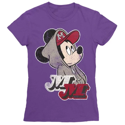 Sötétlila Mickey egér női rövid ujjú póló - Mickey Mouse Hip-Hop