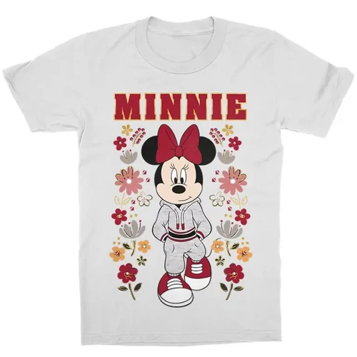 Fehér Minnie gyerek rövid ujjú póló - Minnie Mouse Flowers