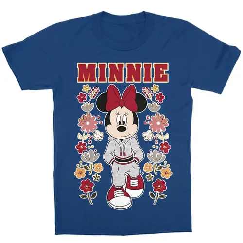Királykék Minnie gyerek rövid ujjú póló - Minnie Mouse Flowers