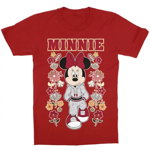 Piros Minnie gyerek rövid ujjú póló - Minnie Mouse Flowers