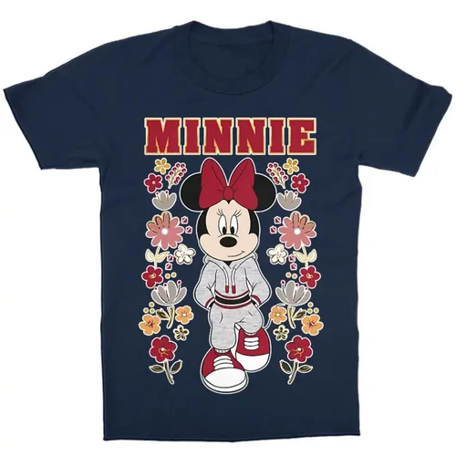 Sötétkék Minnie gyerek rövid ujjú póló - Minnie Mouse Flowers