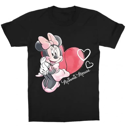 Fekete Minnie gyerek rövid ujjú póló - Minnie Mouse Watercolor