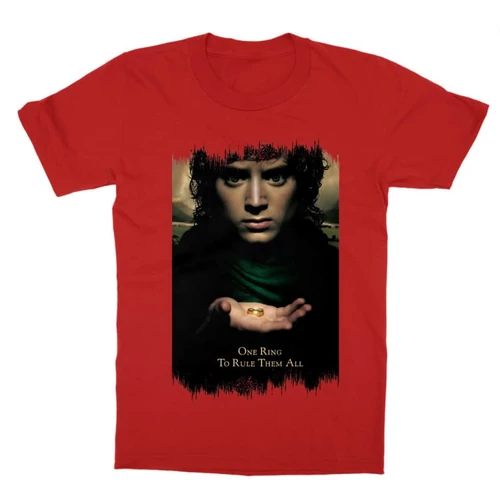Piros A Gyűrűk Ura gyerek rövid ujjú póló - One Ring to Rule Them All