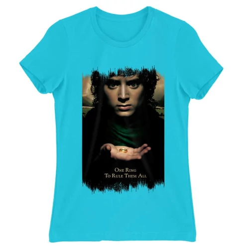 Atollkék A Gyűrűk Ura női rövid ujjú póló - One Ring to Rule Them All