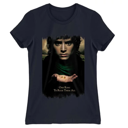 Sötétkék A Gyűrűk Ura női rövid ujjú póló - One Ring to Rule Them All
