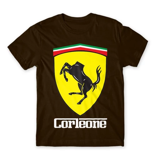 Barna A Keresztapa férfi rövid ujjú póló - Corleone Ferrari