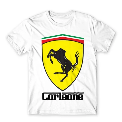 Fehér A Keresztapa férfi rövid ujjú póló - Corleone Ferrari
