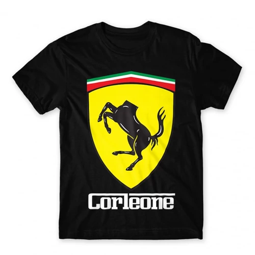 Fekete A Keresztapa férfi rövid ujjú póló - Corleone Ferrari