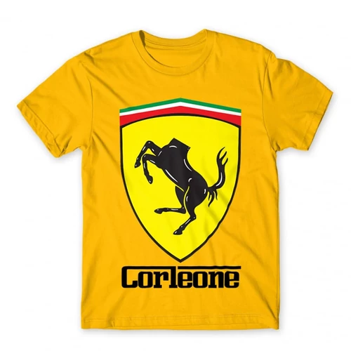 Sárga A Keresztapa férfi rövid ujjú póló - Corleone Ferrari