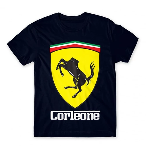 Sötétkék A Keresztapa férfi rövid ujjú póló - Corleone Ferrari