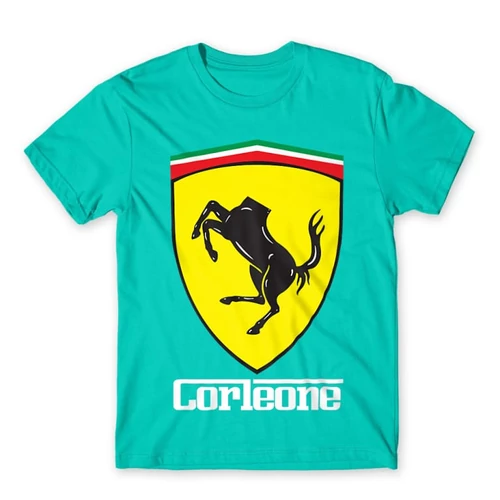 Türkiz A Keresztapa férfi rövid ujjú póló - Corleone Ferrari