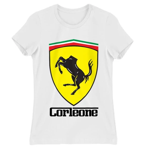 Fehér A Keresztapa női rövid ujjú póló - Corleone Ferrari
