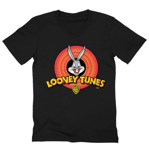 Fekete Bolondos dallamok férfi V-nyakú póló - Bugs Bunny Logo