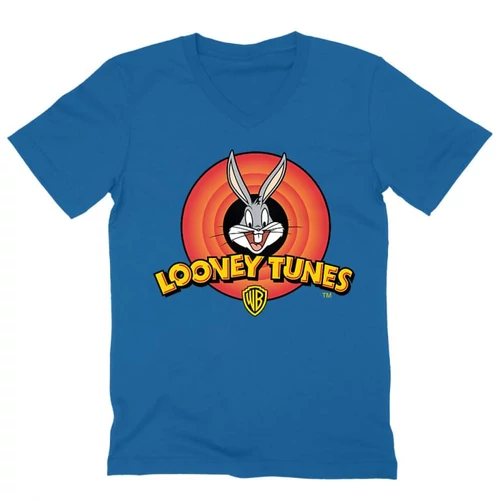 Királykék Bolondos dallamok férfi V-nyakú póló - Bugs Bunny Logo