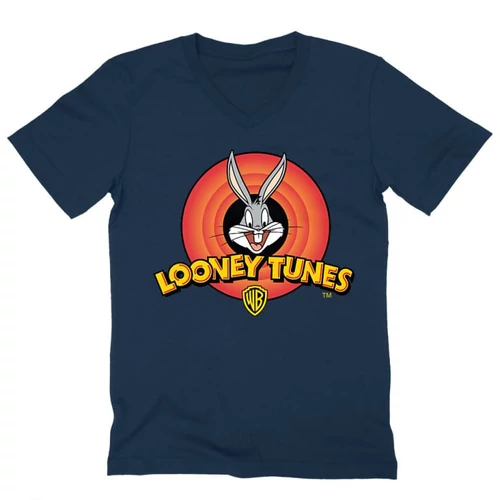 Sötétkék Bolondos dallamok férfi V-nyakú póló - Bugs Bunny Logo
