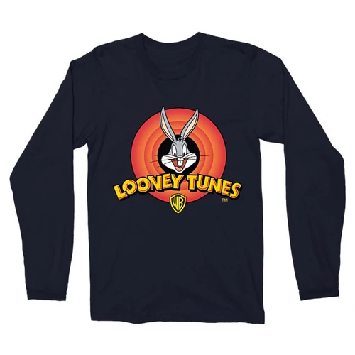Sötétkék Bolondos dallamok férfi hosszú ujjú póló - Bugs Bunny Logo