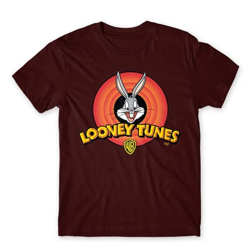 Bordó Bolondos dallamok férfi rövid ujjú póló - Bugs Bunny Logo