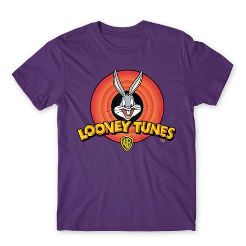 Sötétlila Bolondos dallamok férfi rövid ujjú póló - Bugs Bunny Logo