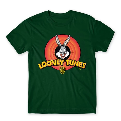 Sötétzöld Bolondos dallamok férfi rövid ujjú póló - Bugs Bunny Logo