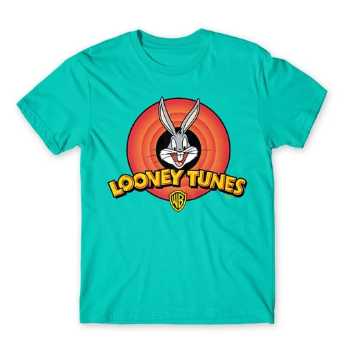 Türkiz Bolondos dallamok férfi rövid ujjú póló - Bugs Bunny Logo