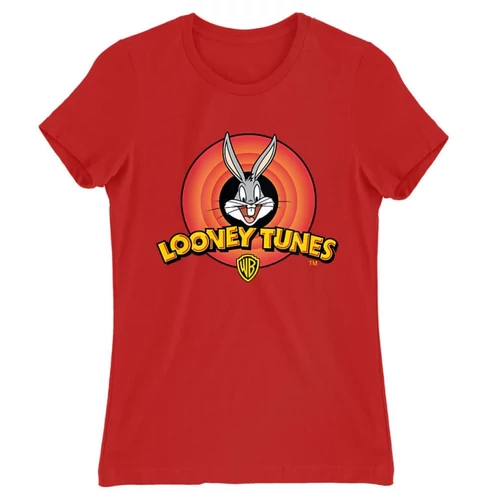 Piros Bolondos dallamok női rövid ujjú póló - Bugs Bunny Logo