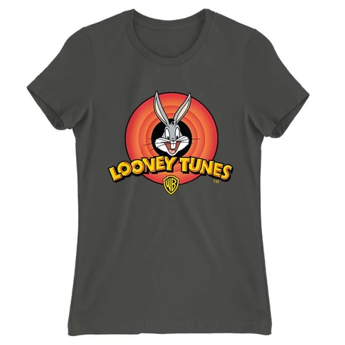 Sötétszürke Bolondos dallamok női rövid ujjú póló - Bugs Bunny Logo