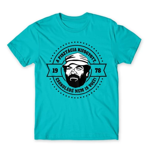 Atollkék Bud Spencer férfi rövid ujjú póló - A pisztácia kifogyott