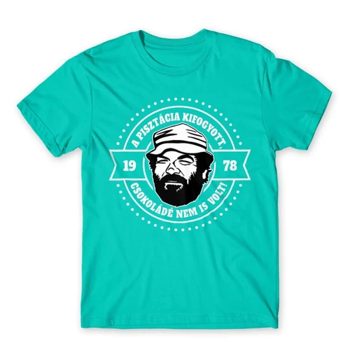 Türkiz Bud Spencer férfi rövid ujjú póló - A pisztácia kifogyott