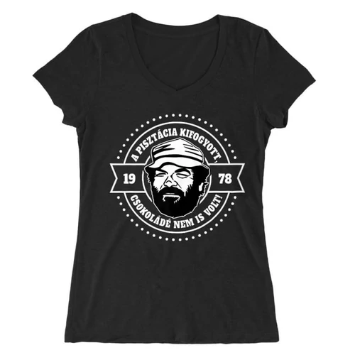 Fekete Bud Spencer női V-nyakú póló - A pisztácia kifogyott