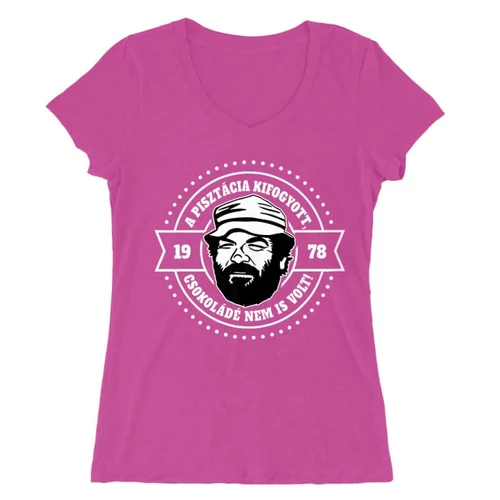 Pink Bud Spencer női V-nyakú póló - A pisztácia kifogyott