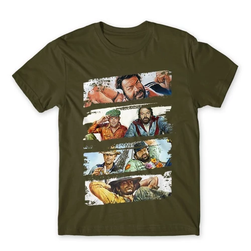 Khaki Bud Spencer férfi rövid ujjú póló - Bud and Terence posters