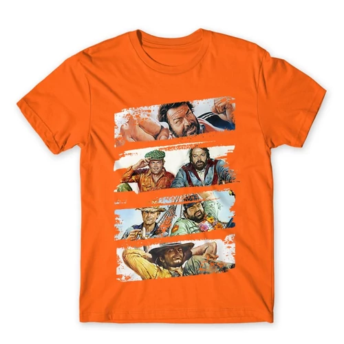Narancs Bud Spencer férfi rövid ujjú póló - Bud and Terence posters
