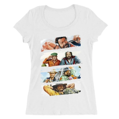 Fehér Bud Spencer női O-nyakú póló - Bud and Terence posters