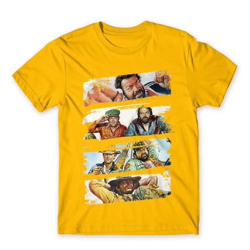 Sárga Bud Spencer férfi rövid ujjú póló - Bud and Terence posters