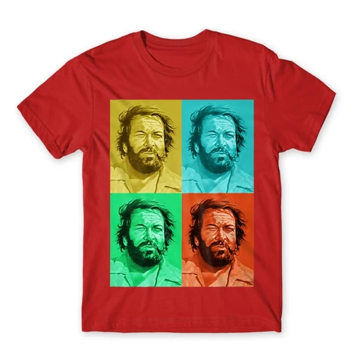 Piros Bud Spencer férfi rövid ujjú póló - Colors