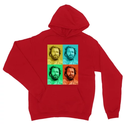 Piros Bud Spencer unisex kapucnis pulóver - Colors